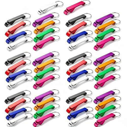 Apribottiglie Portachiavi, 50 Confezioni Mini Apribottiglie Tascabile Portatile Apribottiglie Colorati in Lega di Alluminio Apriscatole Barista