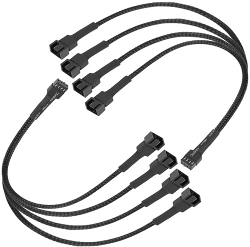upHere Gaming PWM Lüfter-Splitter-Kabel - 4-Wege Pin Verlängerungskabel für Computer ATX Gehäuse (2er Pack)