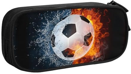 YIJIUWKIS Fußball-Federbox für Kinder und Jungen, Sportmotive, große Kapazität, schwarze Bleistifttasche, tragbare Schreibwaren-Aufbewahrungsbox, Schreibtisch-Stifttasche für Schule, Büro