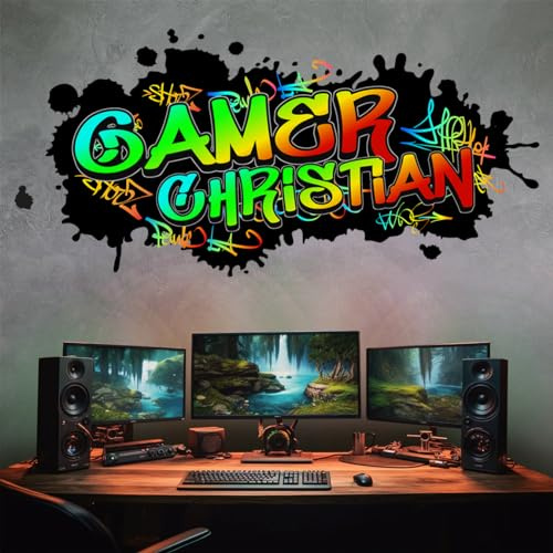 tjapalo® pk89 Wandtattoo Gamer Bilder gaming Bild Gamer Wandtattoo Kinderzimmer junge Bilder gaming Deko wandtattoo jugendzimmer jungs Wandbild Gamer Name, Größen Name: B50xH24cm
