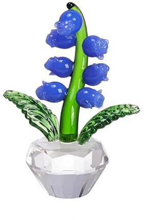DECRZPB Kristallornament Blaue Glockenblume Glasfigur handgefertigtes Kunstgeschenk für Weihnachten Geburtstag Heimdekoration Tischdekoration