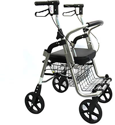 Allrad-Tor .99 mit Sitz für Senioren aus kompaktem, faltbarem, leichtem Aluminium, inklusive Sitz und Einkaufskorb