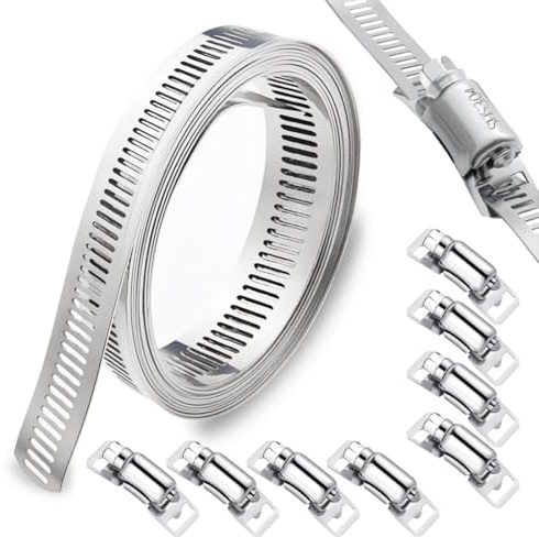 SHSMPXOY 3M Schlauchschellen Edelstahl Endlos 304 Rohrschellen Schellen Edelstahl Schlauchklemmen Set Mit Schraube Klemme 8 Stück für Wasser Rohr/Tank/Gas Rohr/Kühler/Automobil Tubing/Pool