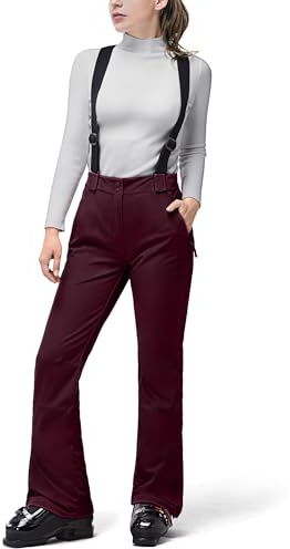 33,000ft Damen Skihose Wasserdicht Hosenträgerhose Warme Softshellhose | Winddichte Snowboardhose, Gefütterte Schneehose, Skilanglaufhose, Thermohose, Wanderhose Outdoorhose Ski Pant für den Winter