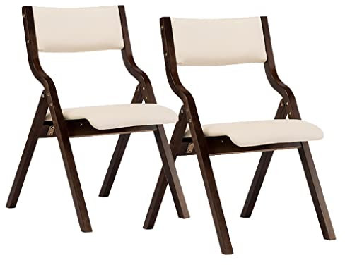 CRBUDY Klappstuhl 2er-Pack, aus Holz, faltbar, mit Rückenlehne, moderner tragbarer, gepolsterter, stapelbarer Esszimmerstuhl, Bürostuhl, Konferenzstuhl, klappbarer Zusatzstuhl für die Küc