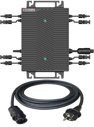 Mini Wechselrichter Paket.ag HSEU 2000D, 2000 W für Balkonkraftwerke. WiFi, APP, Drosselbar, Schuko Kabel 5m. 12 Jahre Garantie. 1500 Stunden unter Wasser getestet.