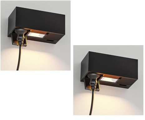 ledscom.de 2 x WAST vägguttag för utomhusbruk, IP44, 2-gång, svart, inkl. LED-downlight, 430 lm, varmvit