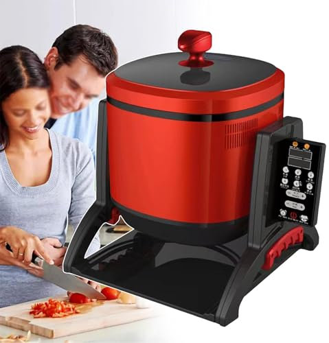 forplubossmmp Machine De Cuisson Automatique 6l, Machine À Sauter Paresseuse avec 7 Vitesses, Cuiseur Vapeur Rotatif À 360 °, Multicuiseur Électrique pour Restaurants, Snacks, Desserts, Hôtels