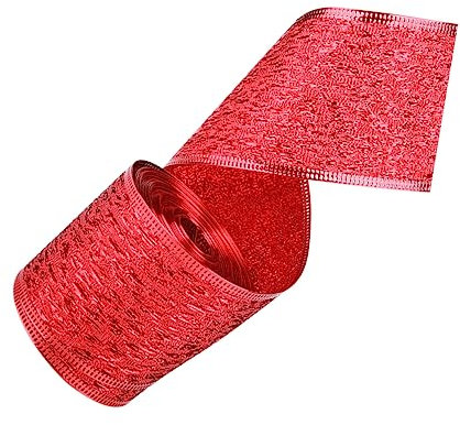 VILLCASE 3 Rollen Weihnachtsrollenband weihnachtsdrahtband Hochzeitsband Geschenkband weihnachtsband christmas ribbon Verpackungsband präsentieren dekoratives Verpackungsband Polyester rot
