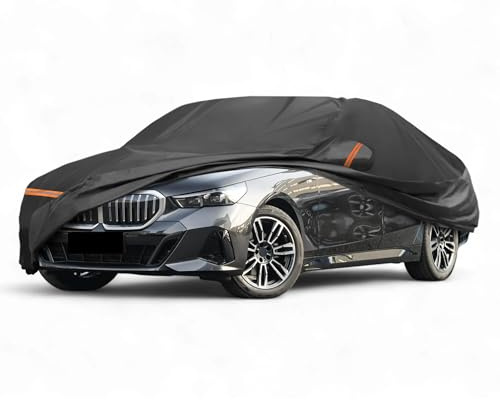 A ABSOPRO Autoabdeckung Für BMW 5er F10 10-24 1pc Wasserdicht | Für BMW 5er F11/G30/G31, Winddicht, Regen, Schnee Schutz, Mit Passagiertür Reißverschluss, Atmungsaktiv, Outdoor