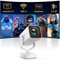 Mini Beamer with Bullet-in Android OS, Auto Trapezkorrektur, Tragbarer Heimkino Projektor, Full HD 1080P Unterstützt, Bluetooth WiFi6, Portable Smart Videoprojektor für Phone/TV Stick/Outdoor/Laptop