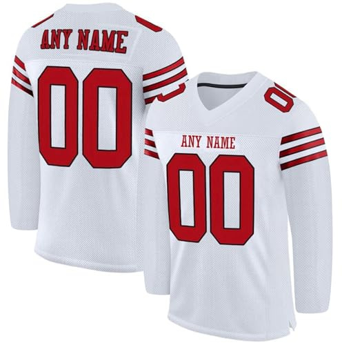 Customized American Football Jerseys, Personalized Printed Ice Hockey Shirts Rugby Uniforms Goalie Training Uniform with Team Name Number for Men Women Boys Girls