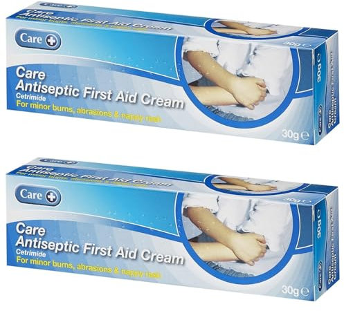 Care Antiseptic First Aid Cream – Soothing Treatment for Minor Burns; Abrasions & Nappy Rash – Antibacterial Formula with Cetrimide – 30g Tube