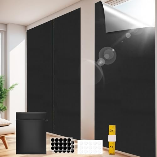 MI CASA Blackout Blind, 150x100cm Portable Stick on Blinds for Windows, Temporary Blackout Curtains Suitable for Cutting any Size Shape for Bedroom, Indoor and Outdoor, Black