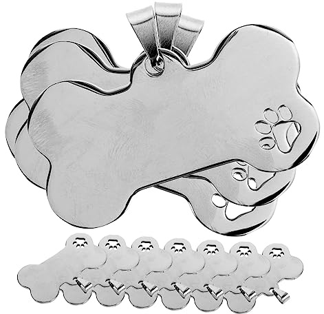 MINAOLULUS 10stücke Edelstahl Hundemarken Knochen Form Mit Gravur Für Haustiere Als Id Tags Anhänger Für Katze Hund