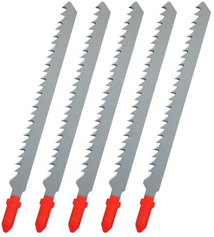 Tunejoy Hojas para Sierra de Calar T334D Sierra de Caladora en HCS con Vástago en T para Cortes Rectos en Madera Dura Madera Blanda 6TPI 150x9x1,2mm 5 Piezas
