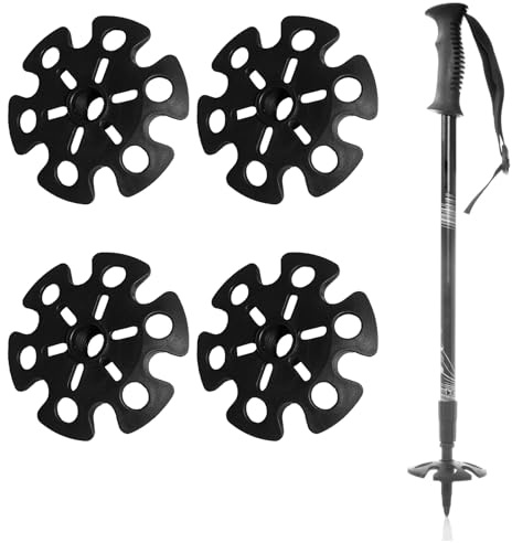 Schneeteller für Wanderstöcke,Wanderstockkorb,Ersatz für Schneeschieber,Schutz für Wanderstockspitzen,Schneeschlammkörbe für Wanderstöcke,Gummi Trekkingstock Spitzen,4 Stück ﻿