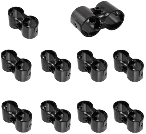 10 Stück Doppelport Rohrklemme für OD 28mm Lean Tube,Parallelrohrschellen mit Doppelanschluss Metall Rohrklemmen für Heimwerker Regal Gartenstütze,Schwarz