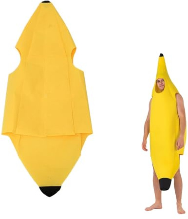 Banana Costume for Adults,Adult Halloween Costumes,Fancy Dress for Adults,Funny Lightweight and Comfortable Fruit Costume,One Size Fits Most,Easy to Wear for Halloween Parties and Cosplay Events
