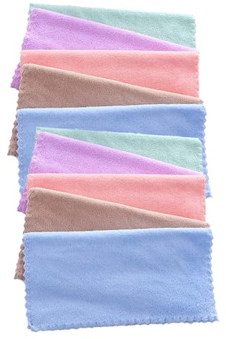 NUOBESTY Set 10 Pezzi Asciugamani Viso in Microfibra Panno Struccante in Coral Fleece Quadrato 25x25 Cm Morbido e Delicato per Pulizia Viso a Casa in Viaggio Colore Casuale