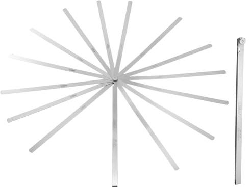sourcing map 2 spessimetri per spessori metrici, 0,05-1 mm, 14 lame da 30 cm, set di spessimetri ovali in acciaio inossidabile 3CR13, strumento di misurazione per riparazione valvola di accensione per