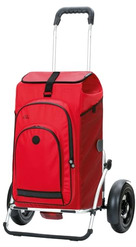 ANDERSEN Einkaufstrolley - Royal Sh. Plus Hydro 3.0 rot | Fahrradanhänger, Luftbereifung, aus Alu, bis 50 kg - Tasche mit Rucksackfunktion, Thermofach, viel Stauraum, 62 L