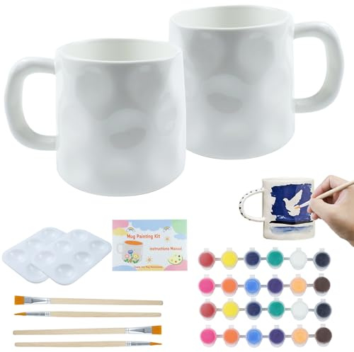 Tyafzzn Juego de pintura de tazas, juego de pintura de cerámica para adultos que incluye tazas, pinceles, pinturas e instrucciones para pintar, regalo creativo para niños y adultos