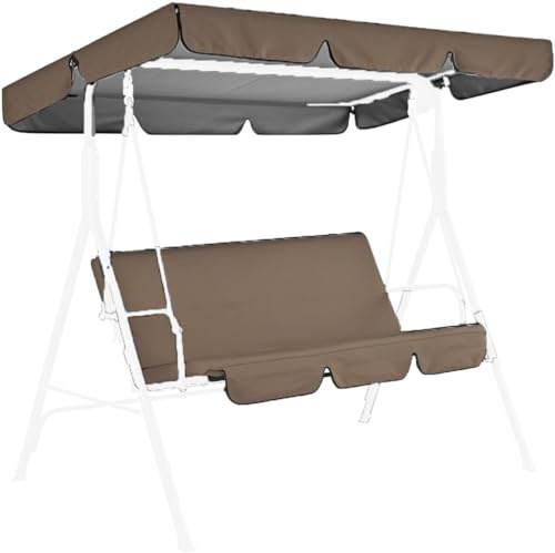 Ricambio per Dondolo da Giardino Tettuccio e Sedile Completo per Altalena da Giardino A 3 Posti,per dondolo da giardino, 2 – 3 posti,impermeabile,copertura per tenda da(Size:142*120*18cm,Color:Caffè)