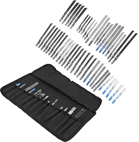 Saluaqui 180 Mm Fine Tooth Jig Saw Blades J 48Pcs T Shank Jig Saw Blades Set Premium HSS Cutting Tools for Wood/Metal Storage Box Included Compatible with Saws