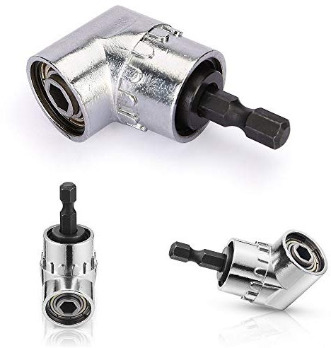 Right Angle Drill, Vakki 105 Degree Right Angle Driver Angle Extension Power Screwdriver Drill Attachment 1/4inch Hex Bit Socket Screwdriver Holder Adaptor for Tight Corner Workspace