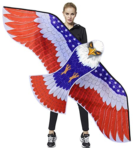 HONBO Huge Patriotic Eagle Kites for Adults and Kids,Easy to Fly for Beach Trip, Outdoor Activities-Wingspan 73”-200ft Line with Swivel-Bonus Durable Polyester Bag