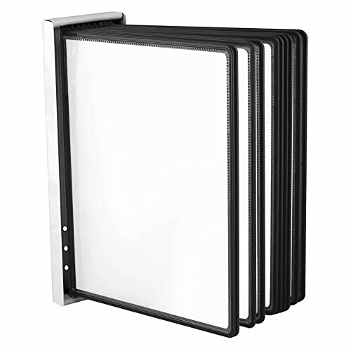 LEVIATAN Porte Document Mural A4 - Support Mural Présentoir 10 Pochettes pour Consultation et Présentation Documents, Noir