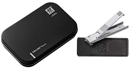 Zwilling TWIN S Nagelknipser Lederhülle + Alubox Schwarz + Geschenkverpackung
