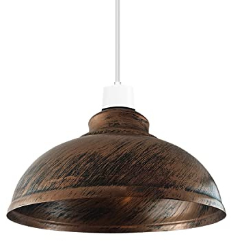LEDSone Industrial Ceiling Pendant Light Shades, Retro Vintage Style Curvy Dome Shaped Pendant Lamp Shade for Pendant Ceiling Lights (Brushed Copper)
