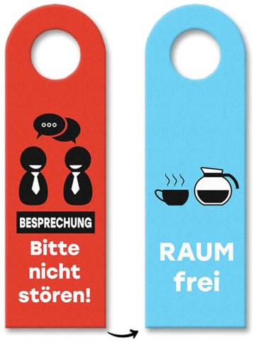 Türhänger 10er Set mit schlichter Grafik - Besprechung bitte nicht stören oder Raum frei für mehr Privatsphäre im Homeoffice oder Ruhe im Bürogebäude wenn die Kollegen immer in