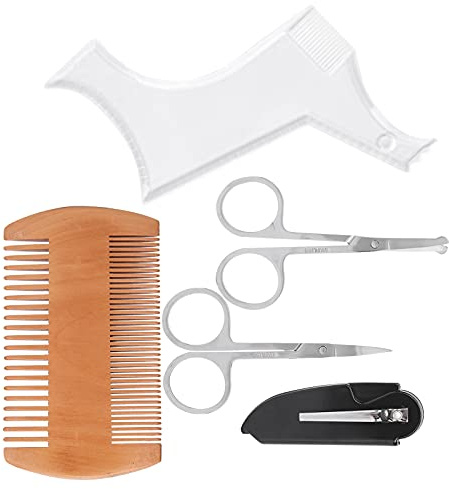 Set per la cura della barba, modello per modellare la barba Forbici per modellare la barba Strumento per modellare la barba per la casa per il salone