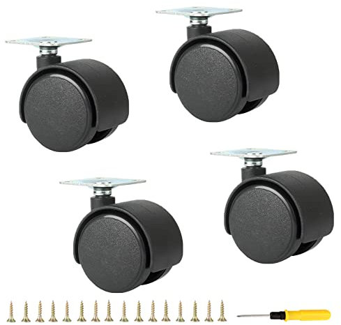 Suwooy Rollen 40mm/50mm, 4 Stück Möbelrollen, Lenkrollen Mit Bremse/Ohne Bremse, Leise Rollen Für Möbel Ohne Bodenmarkierungen, Trolley Transportrollen, Schwenkrollen, Plattenrollen,4Nobrakes-40mm