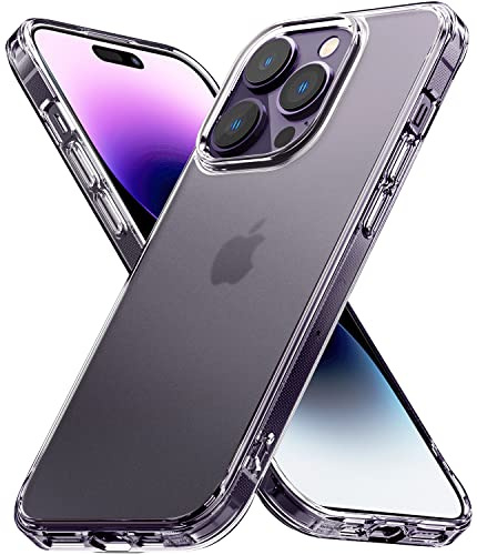 Ringke Fusion für iPhone 14 Pro Hülle, [Anti-Fingerprint] Minimale Vergilbung Eng Anliegend Hart Klar Rückseite Weicher Bumper Handyhülle - Matt Transparent