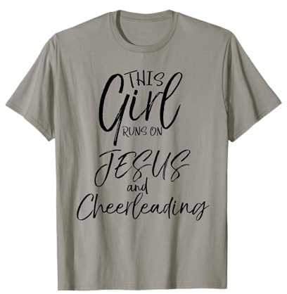 T-Shirt mit Aufschrift This Girl Runs On Jesus and Cheerleading, christliches T-Shirt T-Shirt