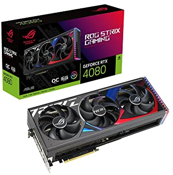 ASUS ROG Strix GeForce RTX 4080 16GB OC Edition GDDR6X Gaming Grafikkarte (DLSS 3, PCIe 4.0, 16GB GDDR6X, 2x HDMI 2.1a, 3x DisplayPort 1.4a, ROG-STRIX-RTX4080-O16G-GAMING)