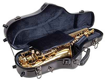 Crossrock Fiberglas-Altsaxophon-Koffer - inklusive Zubehörtasche, abnehmbare Schultergurte, TSA Lock-Space Grau (CRF1020ASSG)