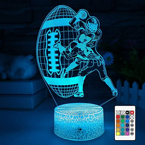SUPERHONGJIHAO Rugby Sport 3D Nachtlicht Kinder Nachttischlampe 16 Farben ändern mit Fernbedienung für Kind