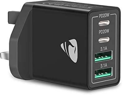 USB C Plug, Aioneus 40W 4-Port Fast Charger Plug UK PD+QC Wall Plug, Multi USB C Power Adaptor UK Type C Fast Charging Plug for iPhone 14 Pro Max 13 12 11 X XR XS 8 7 Plus SE, iPad, Samsung Galaxy