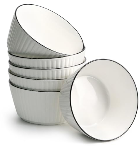 NUTRIUPS 6'' Juegos de 6 Cuencos, 800 ml Juego de Cuencos Cerámica, Sopera, Boles de Cereales