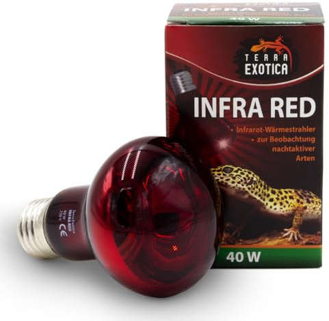 Terra Exotica Infra Red Rotlichtlampe für Reptilien - Infrarot Terrarium Wärmelampe für Eidechsen, Schildkröten, Vogelspinnen, Küken, Kaninchen (40 Watt, 3, stück)