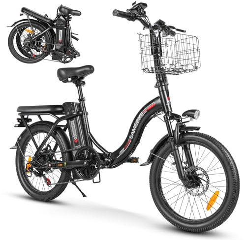 SAMEBIKE Bicicleta eléctrica 20 Fatbike Bicicleta Montaña Plegable Ebike, 36V12Ah Batería, 7Vel,Pedal Assist,Instrumento a LCD Adultos Urbana（CY20） (Black)