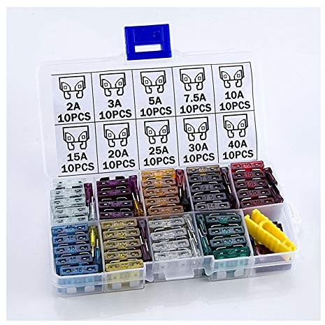 100 Stück mittlere Autosicherungen 2A 3A 5A 7,5A 10A 15A 20A 25A 30A 40A + Clip Amp mit Box Sortiment Auto Blade Fuse SUV
