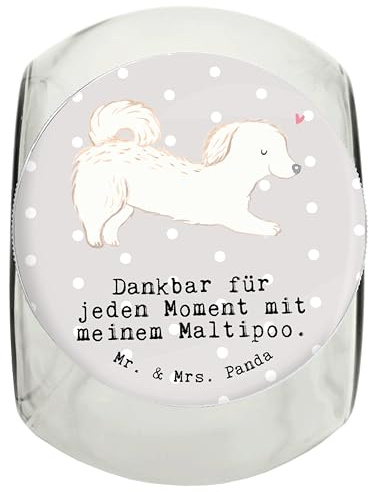 Mr. & Mrs. Panda Dose Maltipoo Moment L 870ml - Geschenk, Keksdose, Aufbewahrungsdose, Glasdose, Mischling, Vorratsbehälter, Kreuzung, Dekoglas