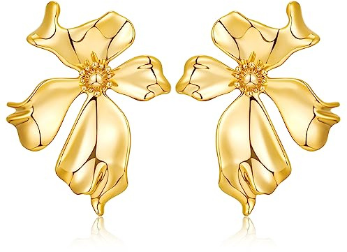 LILIE&WHITE Gold Blumen Ohrringe – Hypoallergen, Farbecht, Geschenke – Stilvolle Modeaccessoires für Damen, Alltag und besondere Anlässe