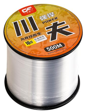 Acooruiteng Fil de pêche monofilament transparent 500 m x 0,5 mm 111 g Matériau nylon de qualité supérieure Idéal pour la pêche en eau douce et salée et les travaux manuels